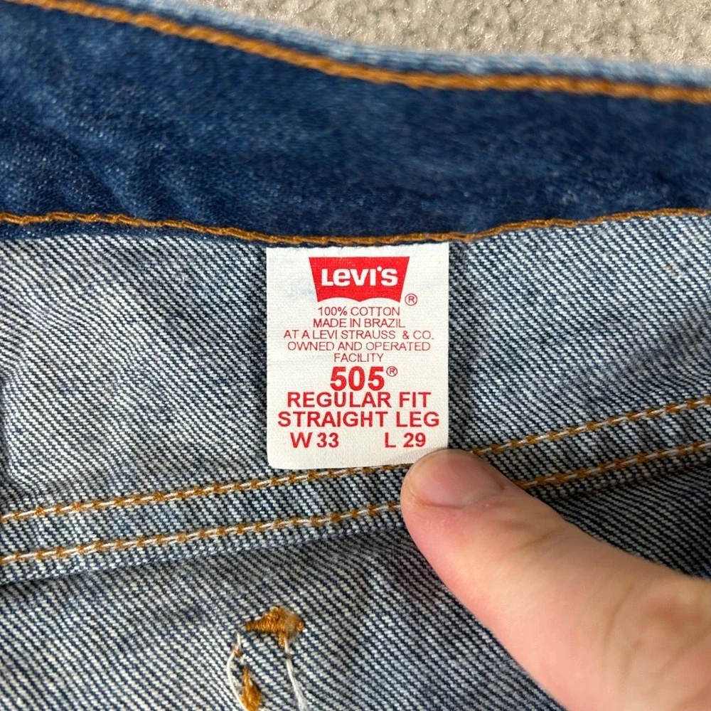 Vintage 90s Levi's 505 Jeans Mens 33x29 Dark Wash Orange Tab Fits 31x26 Straight